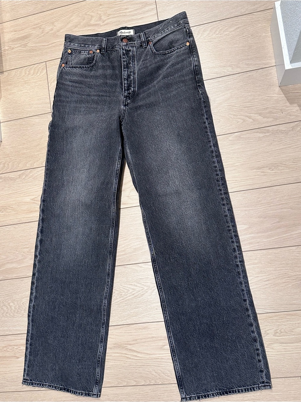 Madewell Low-Slung Baggy Jeans Black 28T Tall Wide Leg
